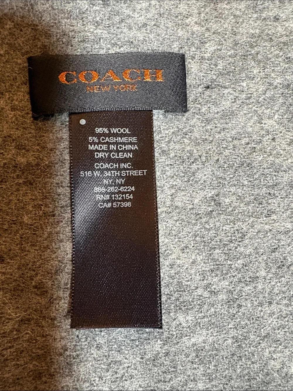 Coach Black and Gray Logo Fringe Scarf